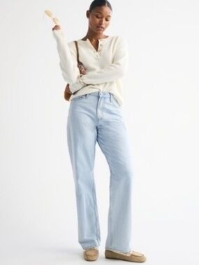 Abercrombie & Fitch The Loose High Rise Straight Leg Jeans in Light Wash